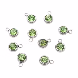 Rostfritt stål berlock liten ljusgrön, 1 st