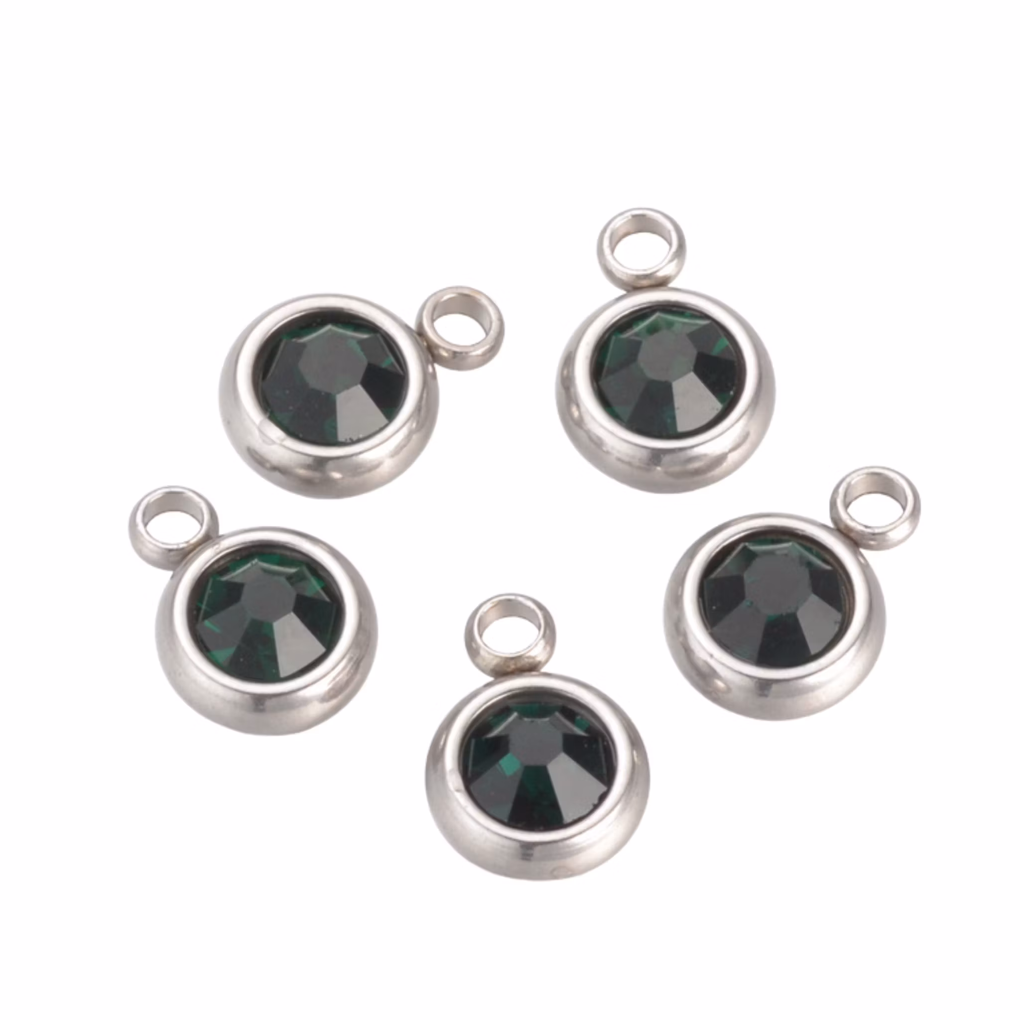Rostfritt stål berlock liten mörkgrön, 1 st