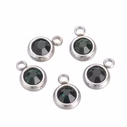 Rostfritt stål berlock liten mörkgrön, 1 st