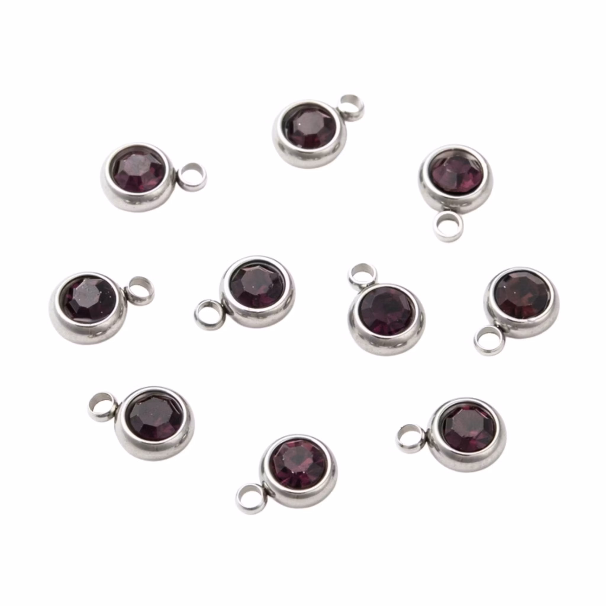 Rostfritt stål berlock liten mörklila, 1 st