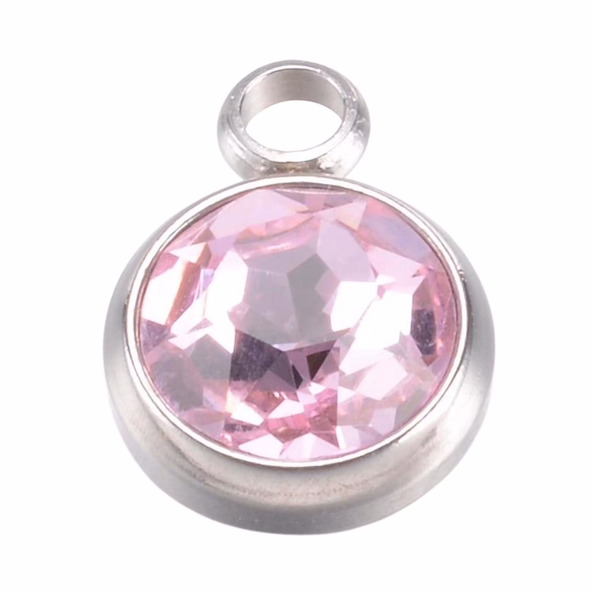 Rostfritt stål stor berlock ljusrosa, 1 st