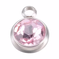 Rostfritt stål stor berlock ljusrosa, 1 st