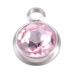 Rostfritt stål stor berlock ljusrosa, 1 st