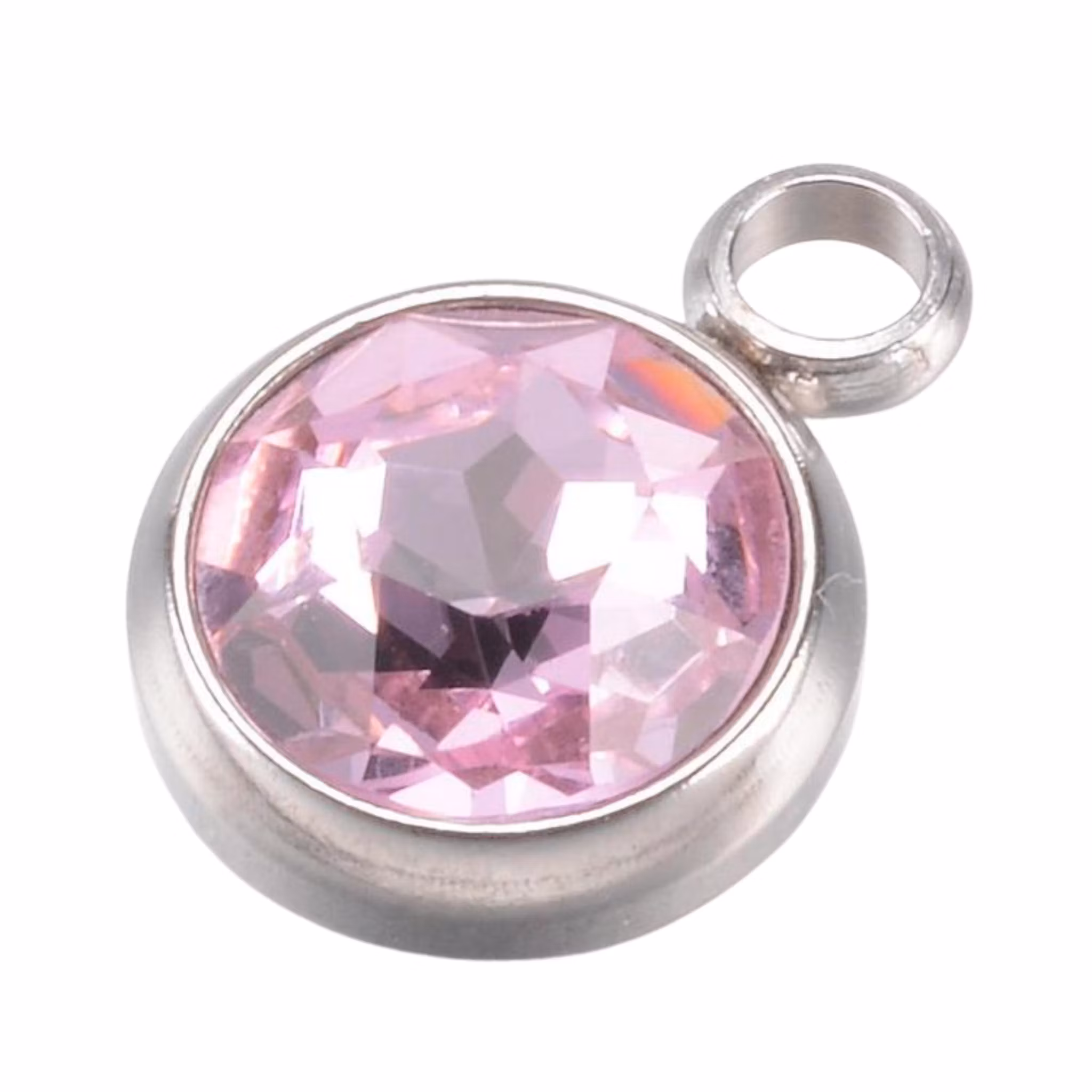 Rostfritt stål stor berlock ljusrosa, 1 st