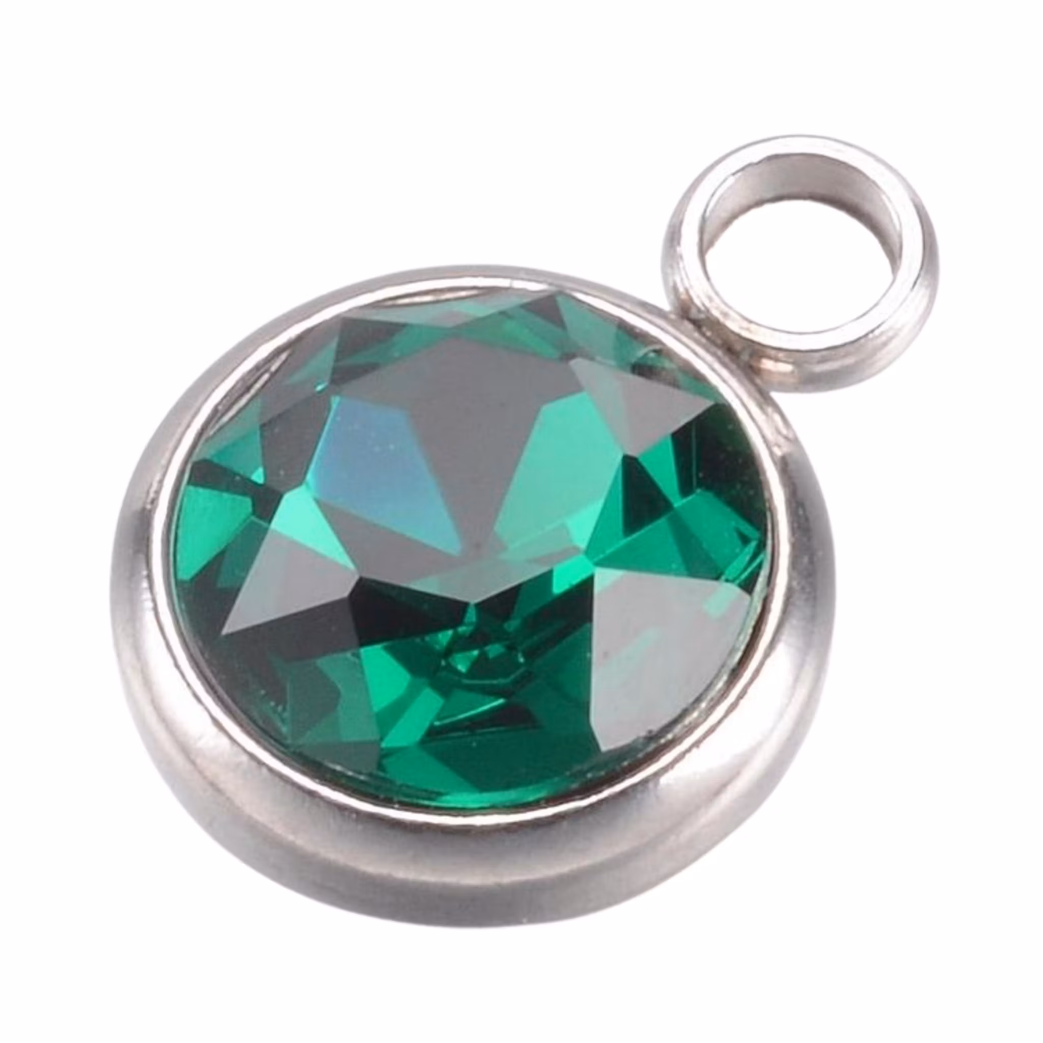 Rostfritt stål stor berlock grön, 1 st