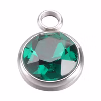 Rostfritt stål stor berlock grön, 1 st