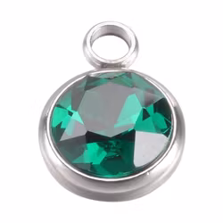 Rostfritt stål stor berlock grön, 1 st