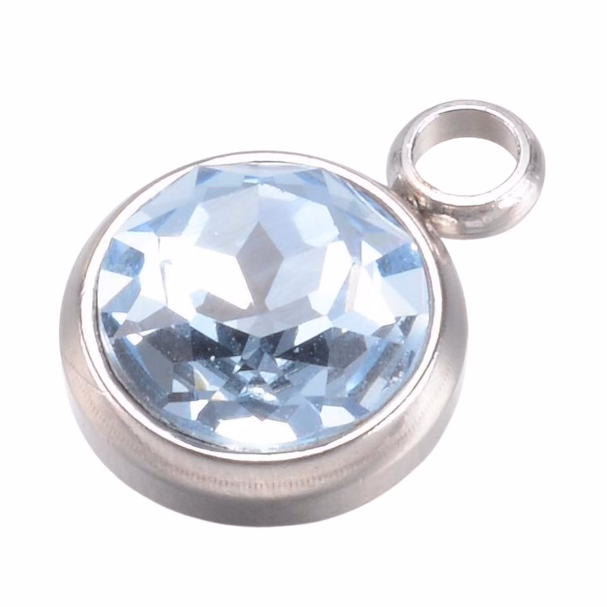 Rostfritt stål stor berlock ljusblå, 1 st