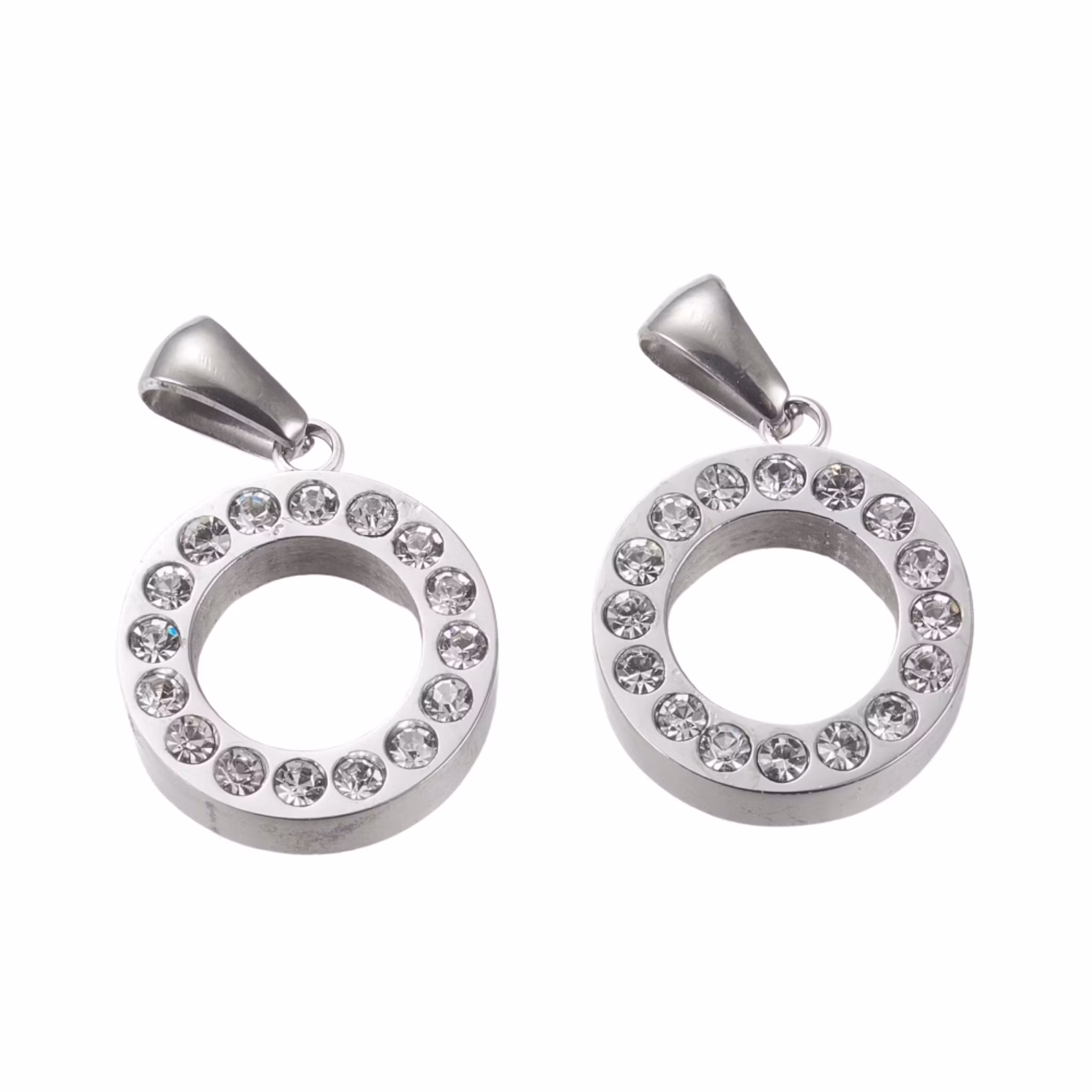 Rostfritt stål hänge med strass, 1 st