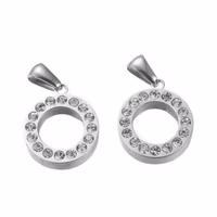 Rostfritt stål hänge med strass, 1 st