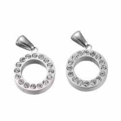 Rostfritt stål hänge med strass, 1 st