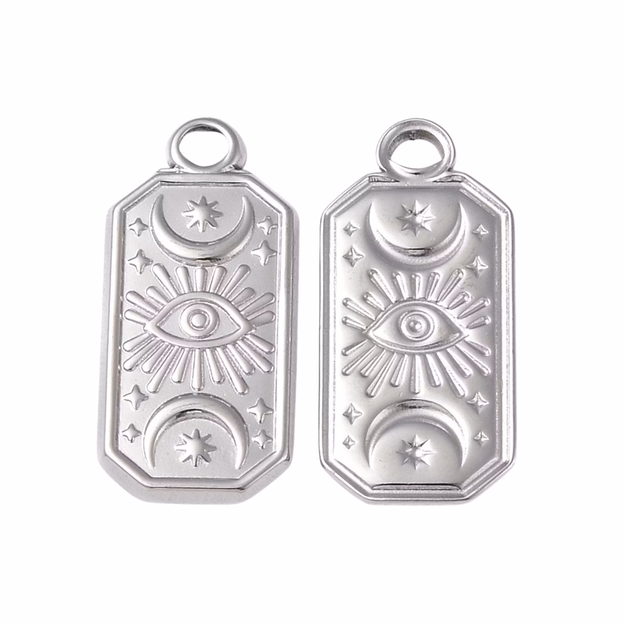 Rostfritt stål hänge moon & eye, 1 st