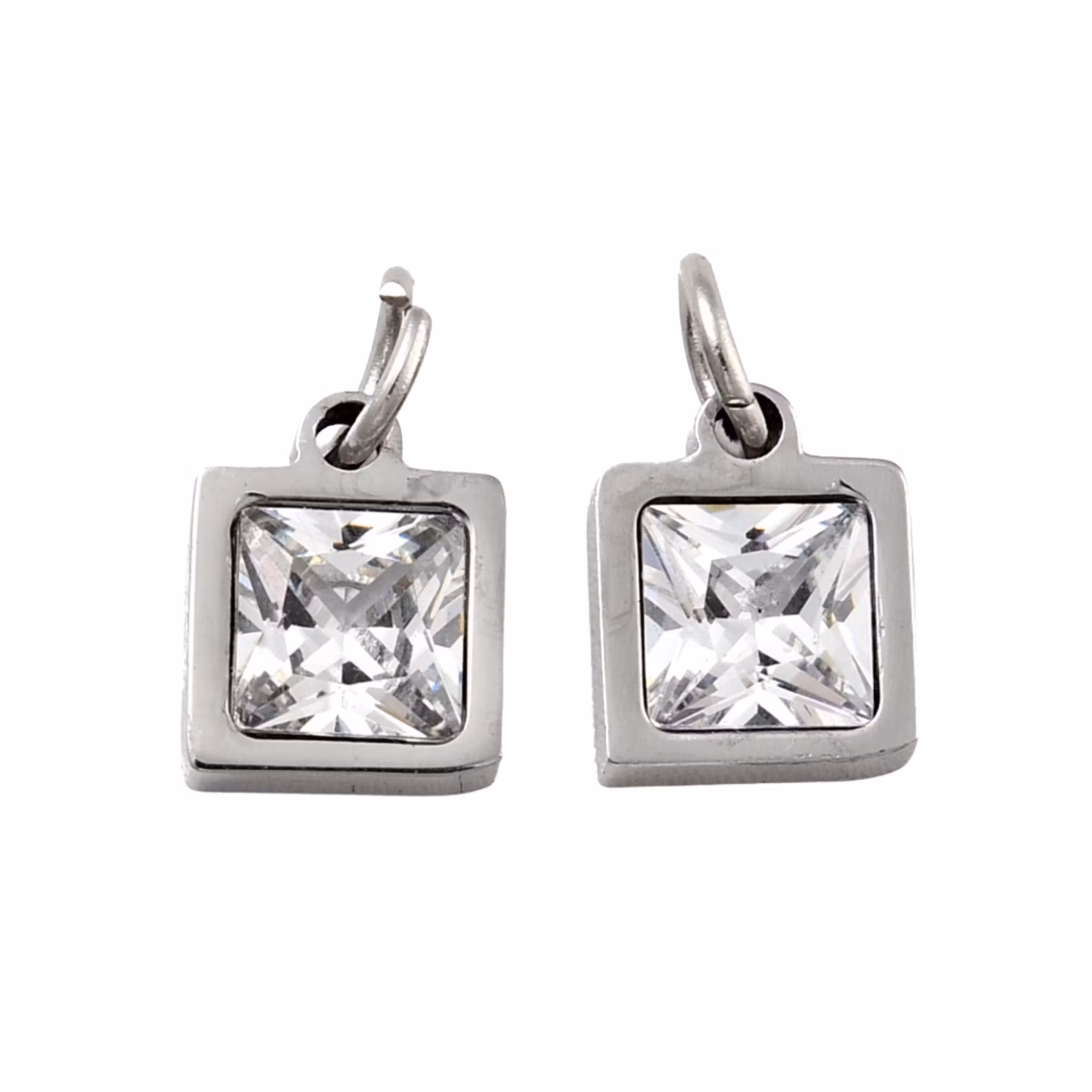 Rostfritt stål hänge fyrkant med cubic zirconia, 1 st