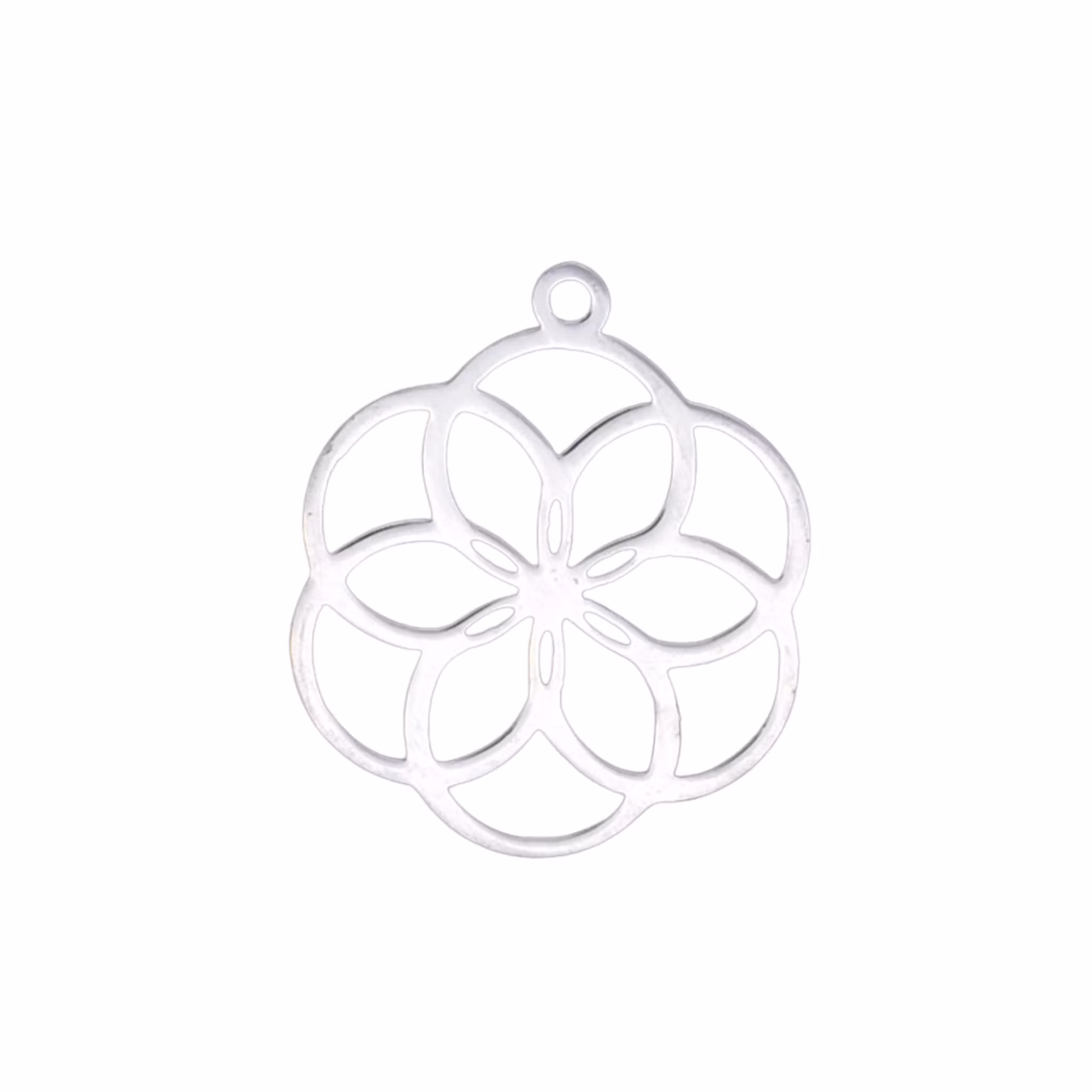 Rostfritt stål hänge mönstrad blomma, 1 st