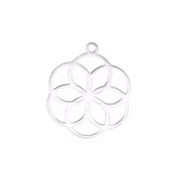 Rostfritt stål hänge mönstrad blomma, 1 st
