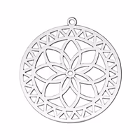 Rostfritt stål runt mönstrat hänge, 1 st