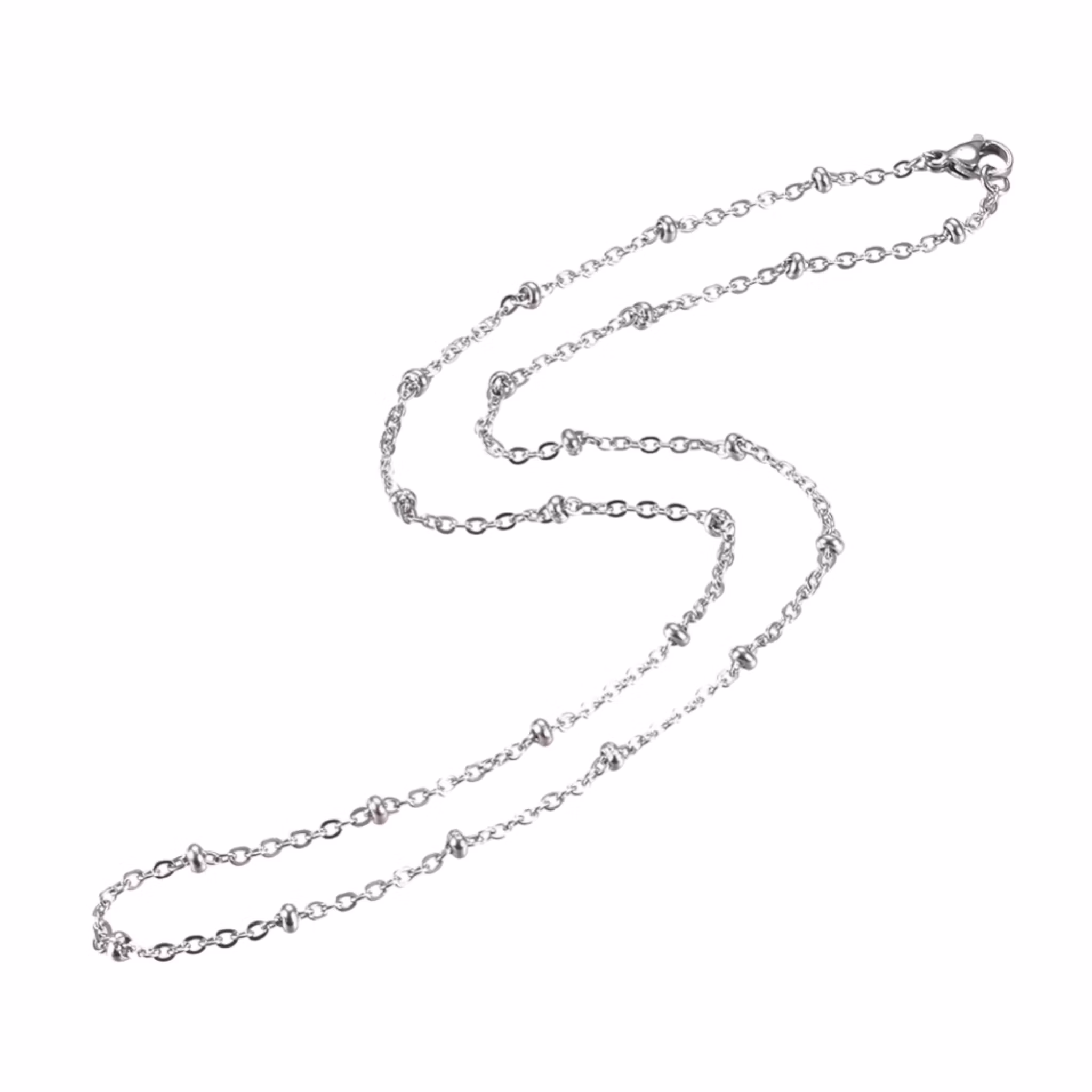 Rostfritt stål kedja 2 mm med kulor och klolås 45 cm, 1 st