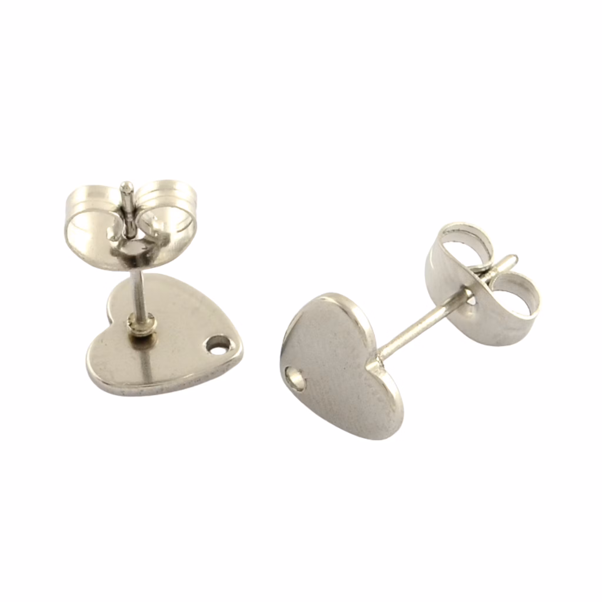 Rostfritt stål stiftörhängen hjärtan, 10 st