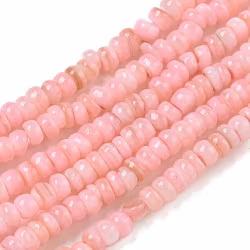 Snäckskalsrondeller 4x2 mm rosa, 1 sträng