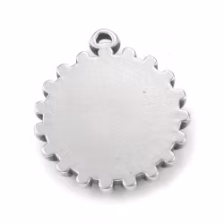 Rostfritt stål berlock rund med stjärna, 1 st