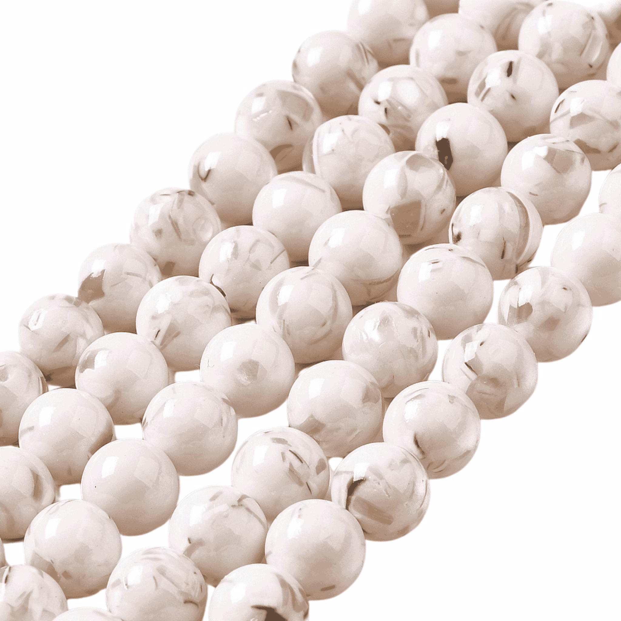 Snäckskalspärlor runda creme 6 mm, 1 sträng