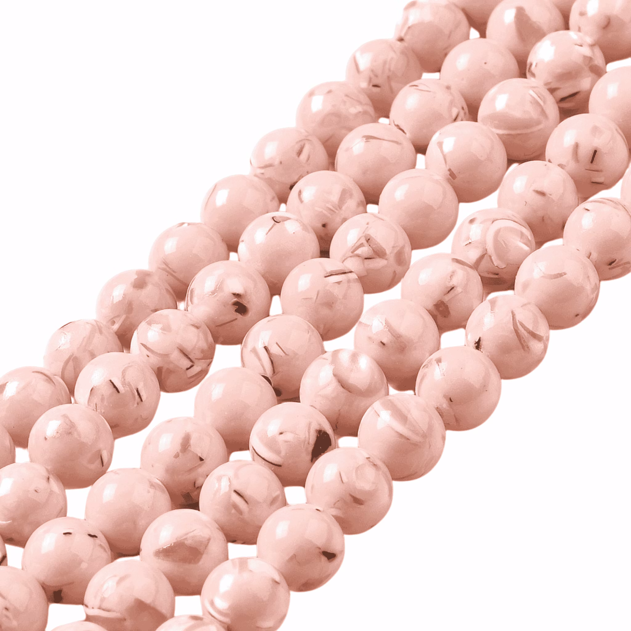 Snäckskalspärlor runda 6 mm rosa 1 sträng