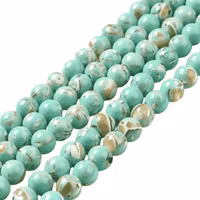 Snäckskalspärlor runda 6 mm gröna, 1 sträng