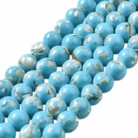 Snäckskalspärlor runda turkosa 6 mm, 1 sträng