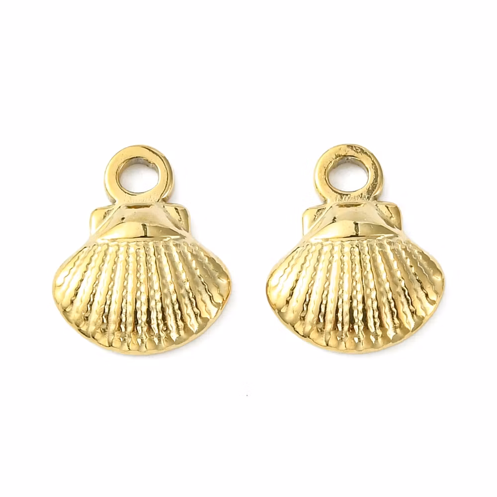 Guldfärgat rostfritt stål berlock liten snäcka med PVD plätering