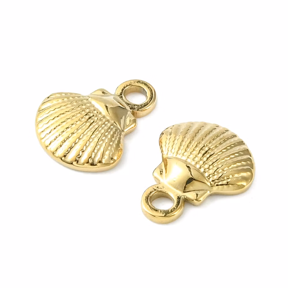 Guldfärgat rostfritt stål berlock liten snäcka med PVD plätering