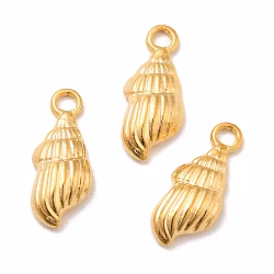 REA: Guldfärgat rostfritt stål berlock avlång snäcka med PVD plätering