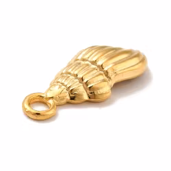 REA: Guldfärgat rostfritt stål berlock avlång snäcka med PVD plätering