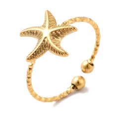 REA: Guldfärgat rostfritt stål ring sjöstjärna med PVD plätering