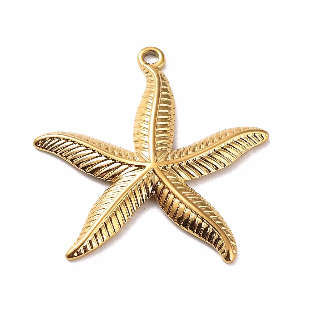 Guldfärgat rostfritt stål hänge sjöstjärna med PVD plätering