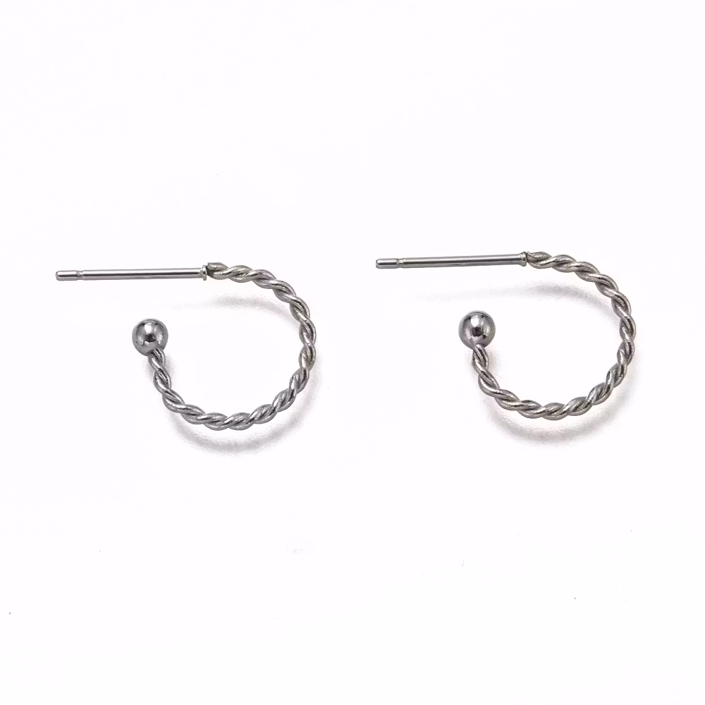 Kirurgiskt stål twistade creoler med liten kula och 18k plätering, 10 st