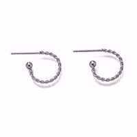 Kirurgiskt stål twistade creoler med liten kula och 18k plätering, 10 st