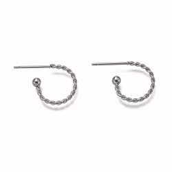 Kirurgiskt stål twistade creoler med liten kula och 18k plätering, 10 st