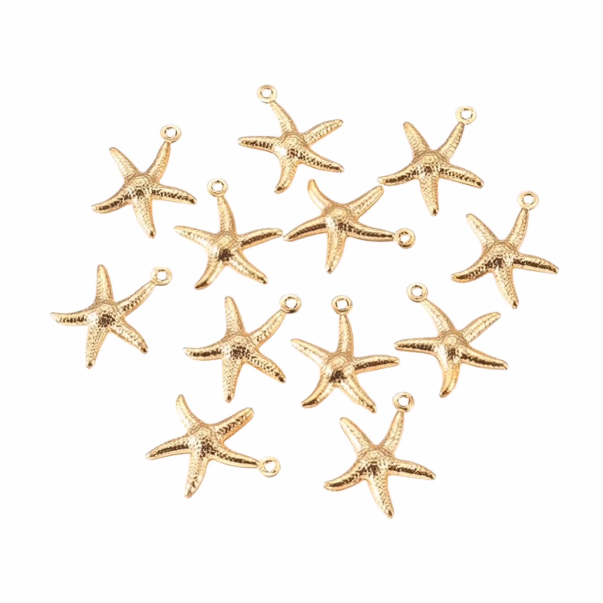 Guldfärgat kirurgiskt stål berlock sjöstjärna med PVD plätering, 10 st