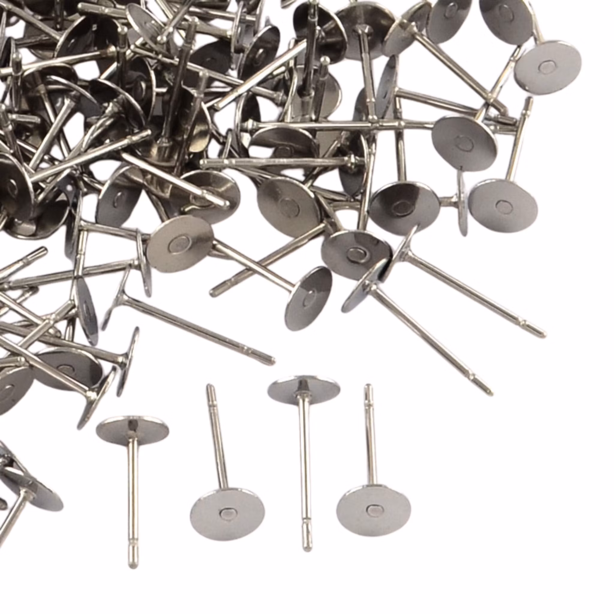 Kirurgisk stål stiftörhängen med platta för limning, 10 st