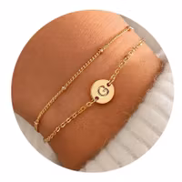 Guldfärgat rostfritt stål bokstavsarmband G, 2-pack