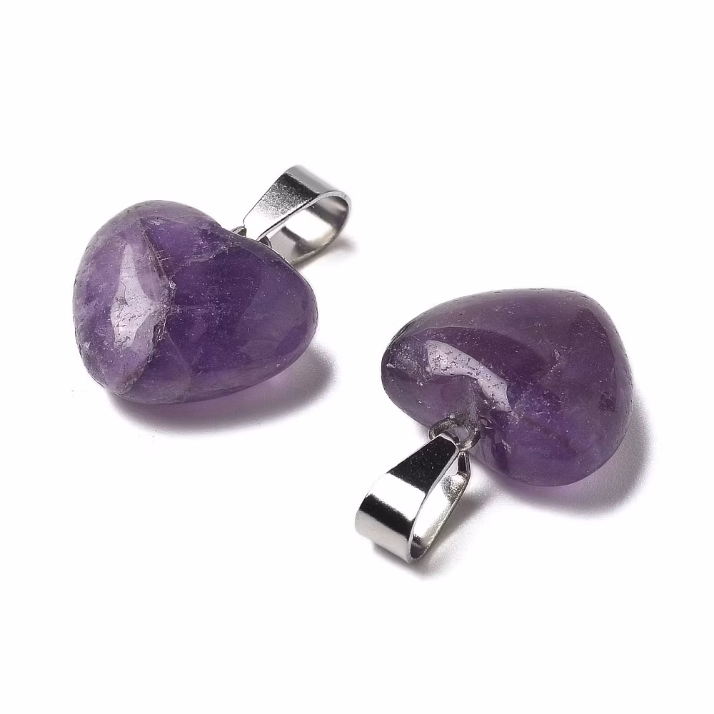 Antikfärgat hänge hjärta ametist, 1 st