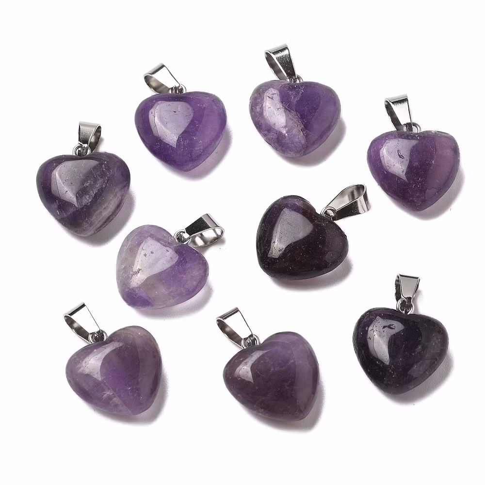 Antikfärgat hänge hjärta ametist, 1 st