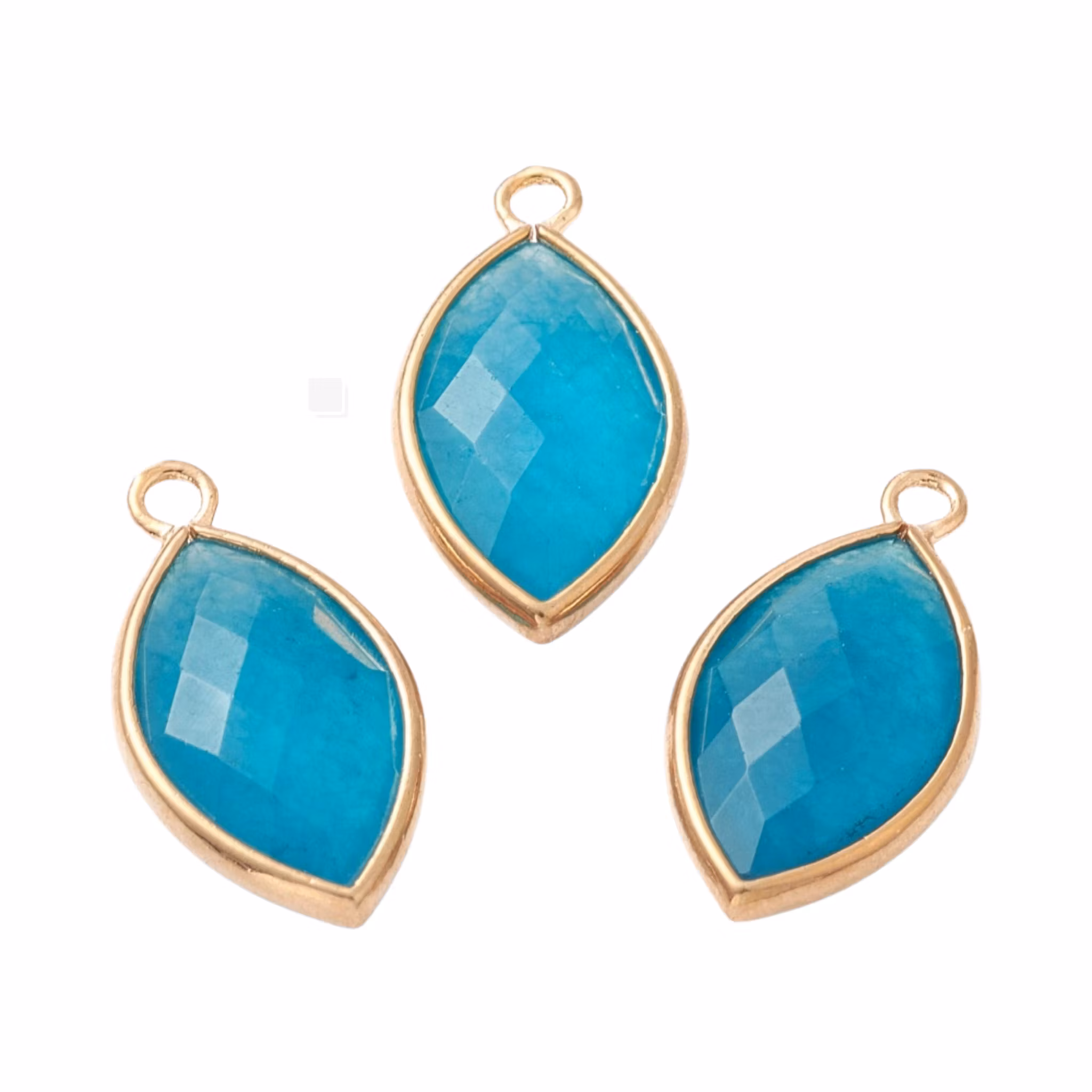 Guldfärgad avlång berlock turkos jade, 1 st