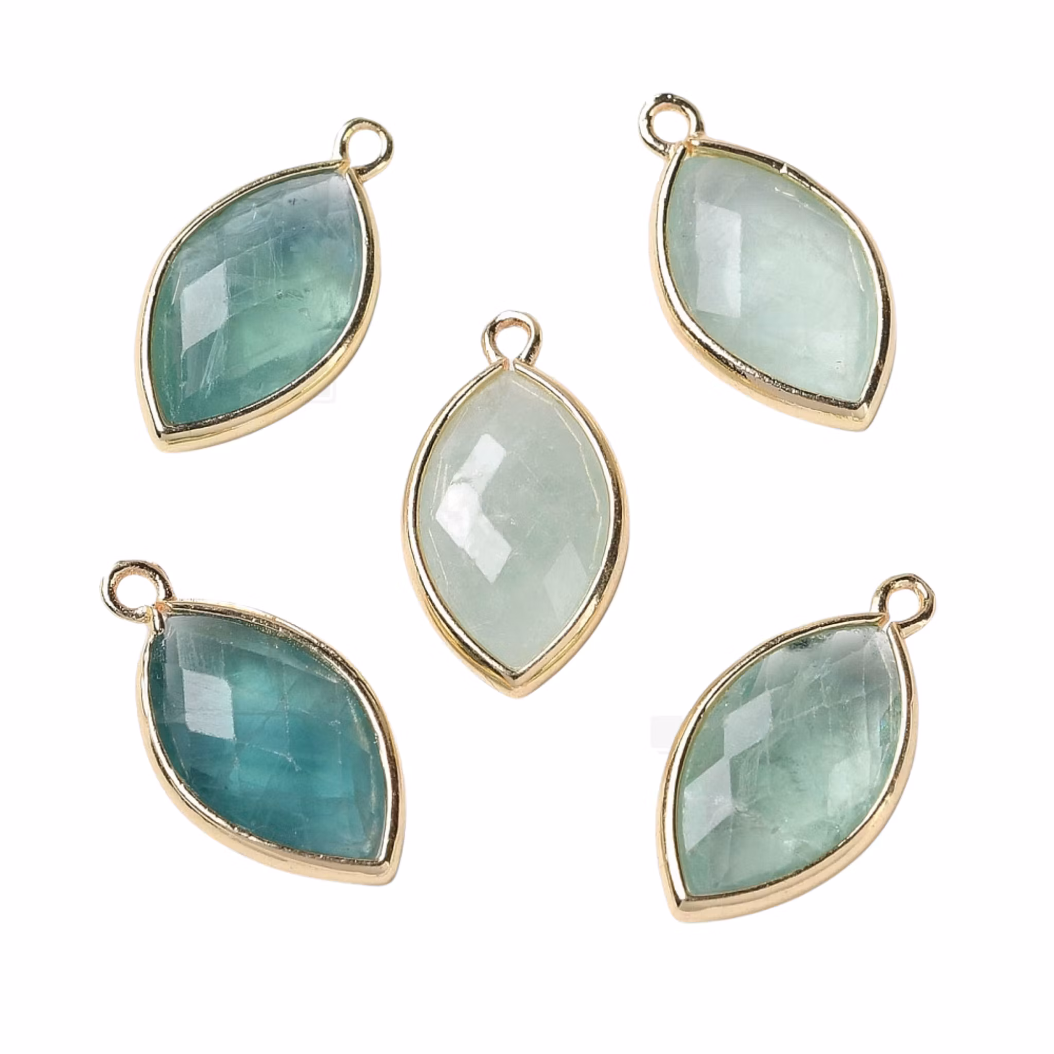 Guldfärgad avlång berlock fluorit, 1 st