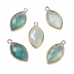 Guldfärgad avlång berlock fluorit, 1 st