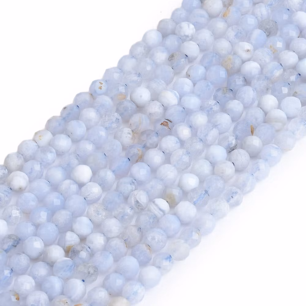 Facetterad blue lace agate 4 mm, 1 sträng