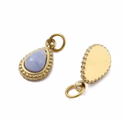 REA: Blue lace agate litet hänge med PVD plätering, 1 st