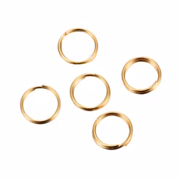 Guldfärgat rostfritt stål dubbelringar 6 mm med PVD plätering, ca 100 st