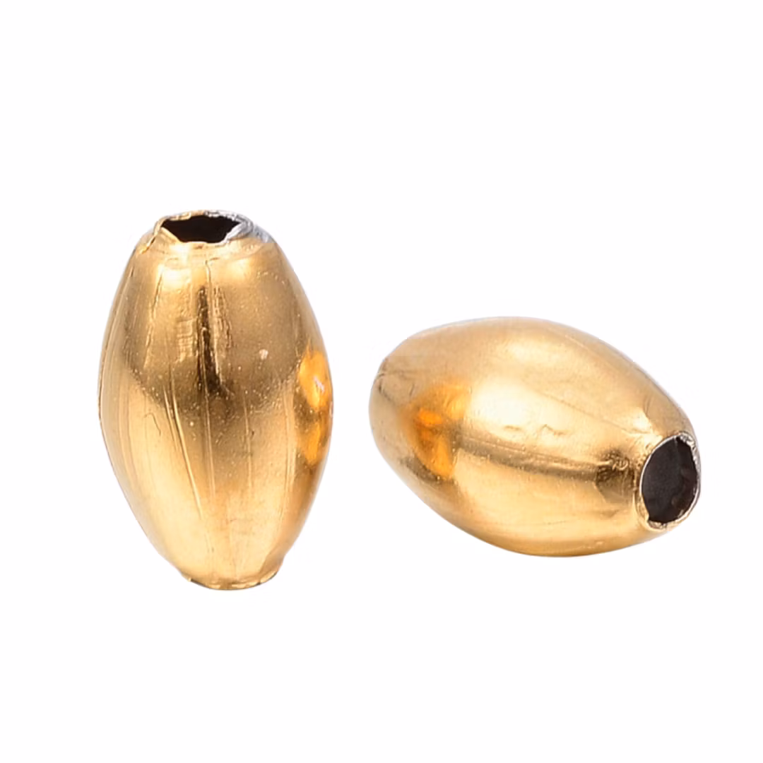 Guldfärgat rostfritt stål ovala pärlor, 10 st