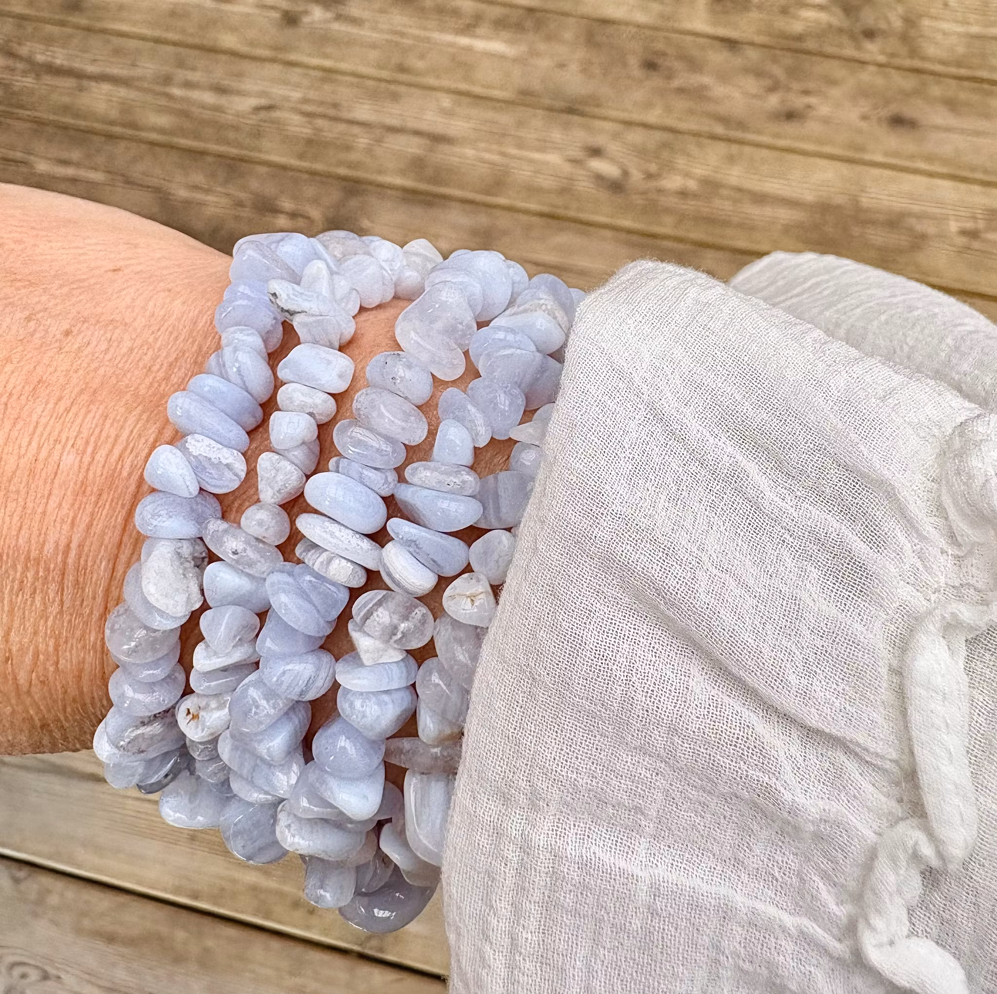 REA: Blue lace agate chipsarmband